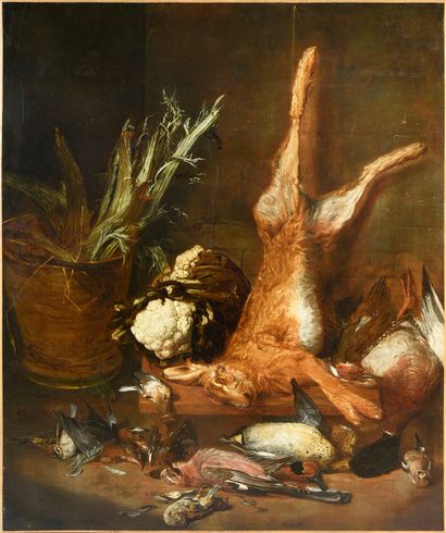 Pieter Andreas RYSBRAECK (1684 - 1748) 
Trophée au lièvre, aux canards col vert,...