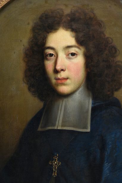 Nicolas de LARGILLIERRE (Paris 1656 - 1746) 
Portrait of a young abbot. About 1680-85
Oval...