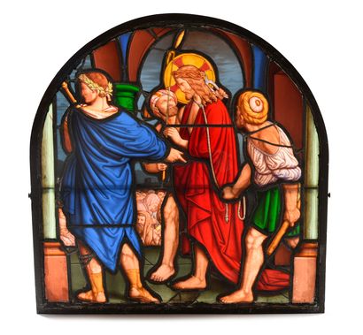 Stained glass window Ecce Homo French work...