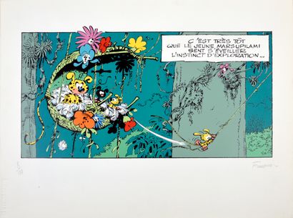 FRANQUIN Spirou. Le Nid du Marsupilami. Serigraphy signed on the lower right and...
