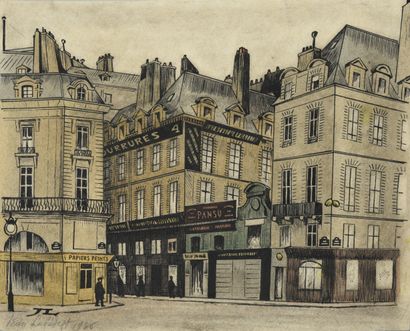 LEBEDEFF, Jean (1884 - 1972) LES VUES DE Paris. LE MAGASIN PANSU

Encre, crayon et...