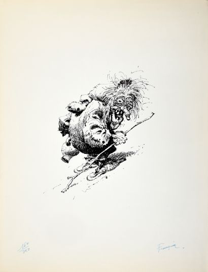 FRANQUIN Dark thoughts. The Witch. Serigraphy in black ink, signed and numbered in...