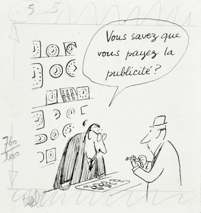 SEMPÉ, Jean Jacques (1932) Illustration originale - Publicité montres LIP - (années...