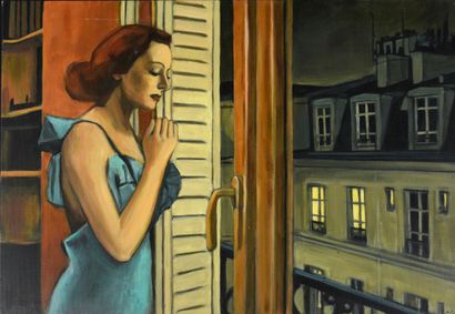 SAMAMA, Aude (1977) Woman at the window.

Acrylic on canvas for a work presented...