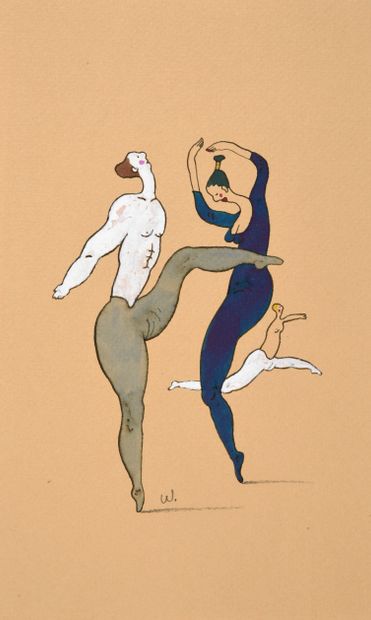 WOZNIAK, Jacek (1954) Lot de 3 illustrations : 

- La danse

Encre de Chine et gouache...