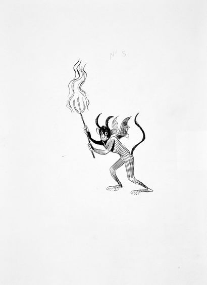 DUCHAZEAU, Franz (1971) Un ensemble de deux illustrations :

- Le Diable. Encre de...