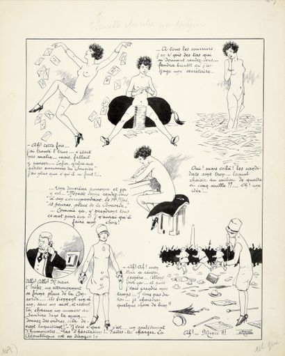 LERALLIC, Etienne (1891-1968) Nenette cherche un satyre. Planche érotique publiée...