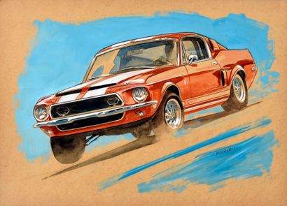 PAPAZOGLAKIS, Christian (1969) Illustration couleur.

La Shelby Mustang GT500KR "King...