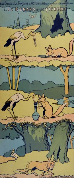 RABIER The Fables of the Fountain in action.

N°4. The fox and the stork

Framed...