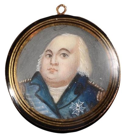 null Louis XVIII, roi de France. Portrait miniature peint sur ivoire, conservé dans...