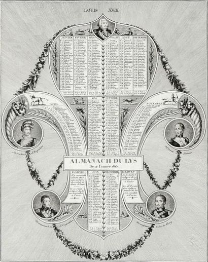 null Almanach du Lys pour l'année 1815. Douze mois à la page, publié chez Charron...