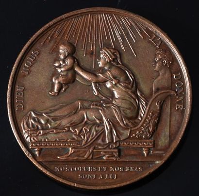null Naissance du duc de Bordeaux. Belle médaille en bronze signée F. Gayrard, représentant...
