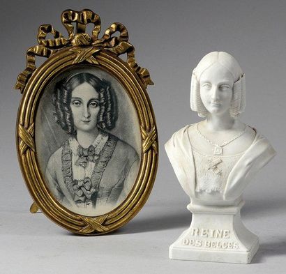 null Louise, reine de Belgique, princesse d'Orléans (1812-1850). Petit buste en biscuit...