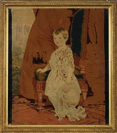 null Philippe, comte de Paris (1838-1894). Portrait imprimé sur velours polychrome,...