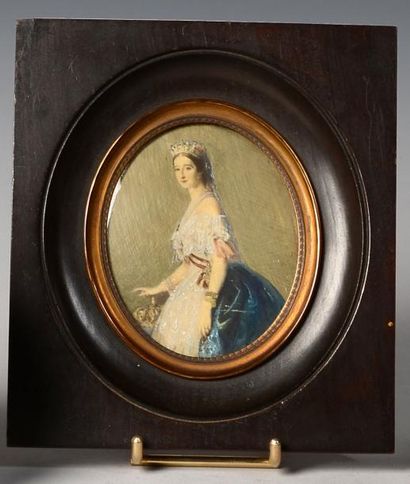 null Eugénie, impératrice des Français (1853-1870). Portrait miniature peint sur...