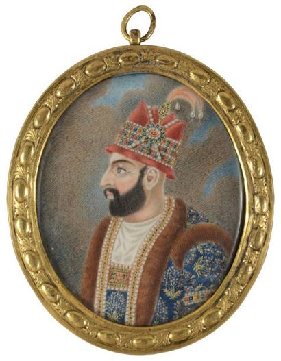 null Mohamad Shah II (1808-1848). Portrait miniature peint sur ivoire, de forme ovale...