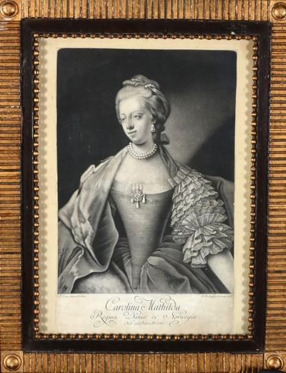 null Caroline Mathilde, reine de Danemark. Gravure anglaise signée Negges, d'après...