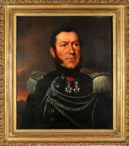 DESPOIS André (1787-1873) Portrait en buste d'un officier, M. Jean-Louis Moreau....