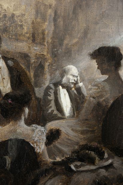 Adrien Emmanuel MARIE (1848-1891) 
A l'Opéra
Huile sur toile 27 x 22 cm.
Signé en...
