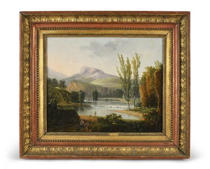 Jean-Rodolphe GAUTIER (1764, Genève ? c. 1820) 
Bergers dans un paysage
Paire de...