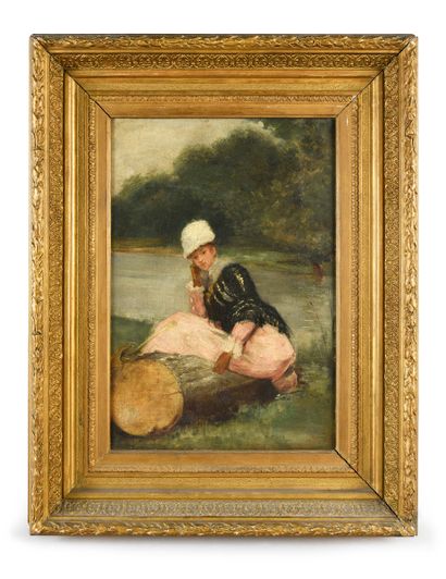 D'après Ferdinand HEILBUTH Young Elegant Woman on the Marne
Frameless canvas
Height...
