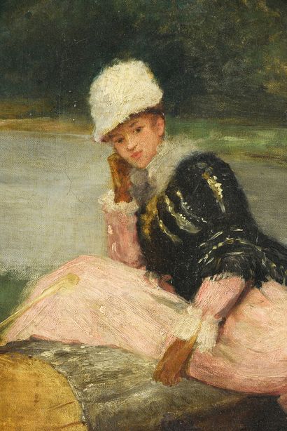 D'après Ferdinand HEILBUTH Young Elegant Woman on the Marne
Frameless canvas
Height...