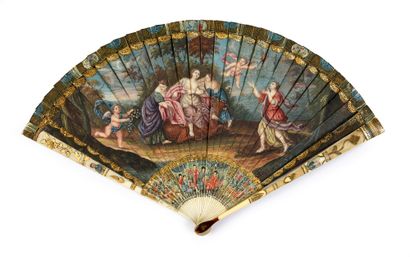 null The Abduction of Europa, circa 1700
Broken type ivory fan* painted with the...