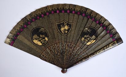 null The squirrels and the grapes, circa 1800-1820
Broken type fan in black lacquered...