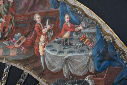 null Le concert et le souper, vers 1770-1780
Éventail plié, la feuille en peau doublée...