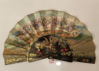 null Papier mâché, circa 1860-1870
Folded fan, the double sheet of lithographed paper...