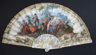 Concerto galant, XVIIIe siècle Éventail plié,...