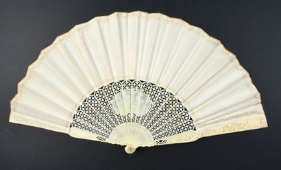 null The letter, circa 1880
Folded fan, the double silk sheet painted with two children...
