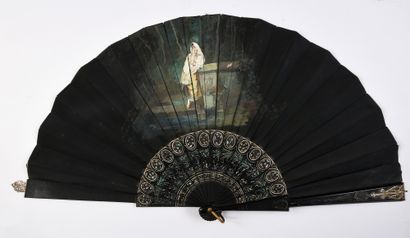 null Patent clasp fan, circa 1878
Folded, system fan, the black silk leaf painted...