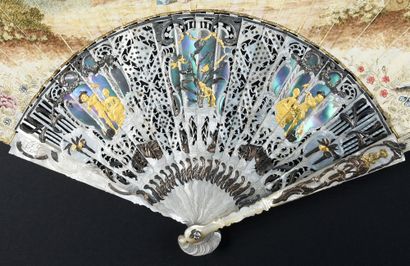 null Flora, circa 1750
Folded fan, the leaf in skin, mounted in English, and painted...
