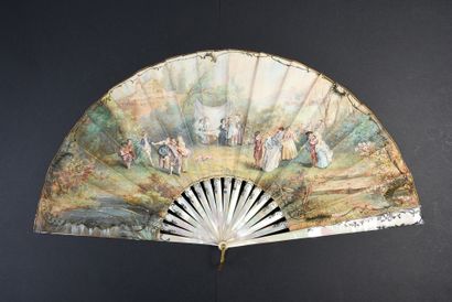 null The village accordion, circa 1900-1920
Folded fan, the painted skin sheet after...
