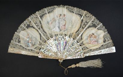 null Bridal preparations, ca. 1880-1890
Folded fan, the sheet in fine white lace,...