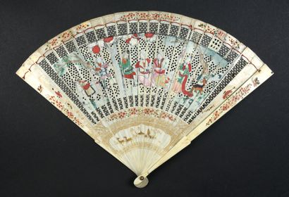null Conversation in the garden, China, early 18th century Fan of broken type in...
