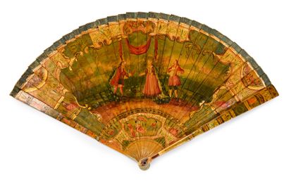 null The wedding of Louis XV and Marie Leczinska, circa 1725
Broken ivory fan* painted...