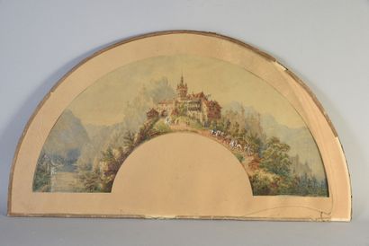 null A Castle in Transylvania, ca. 1899
Fan-shaped paper sheet, painted with gouache...