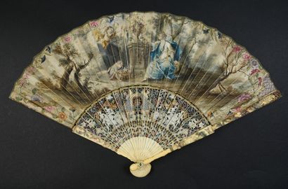 null Flora and the loves, circa 1760
Folded fan, the leaf in skin, mounted in English,...
