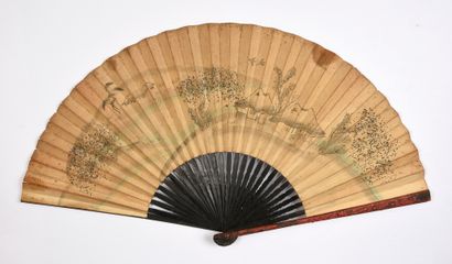 null Grapes, peonies, and bird, Japan, circa 1900
Folded fan, the double sheet of...