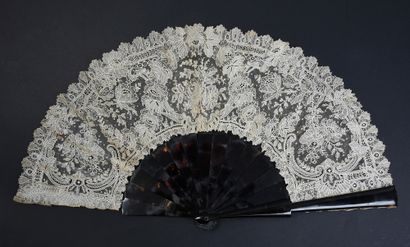 null Flowers, circa 1880-1890
Folded fan, the leaf in needle lace decorated with...