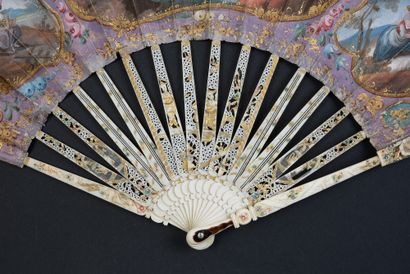 null China, chinoiseries, circa 1770-1780
Folded fan, the double sheet of paper painted...