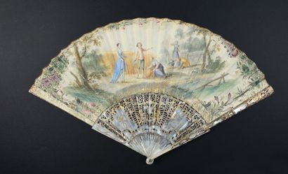 null The Harvesters, ca. 1740-1750
Folded fan, the leaf in skin, mounted in English,...