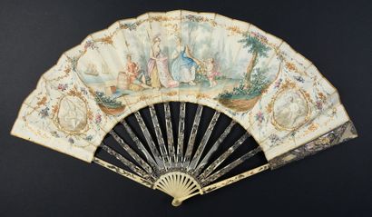 null The Dutch East India Company, circa 1780
Folded fan, the leaf in skin, mounted...