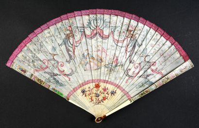 null Les amours champêtres, circa 1700
Large fan of broken type in bone painted with...