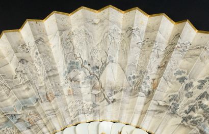 null Cherry Blossoms, Japan, ca. 1880
Folded fan, the double sheet of cream silk...