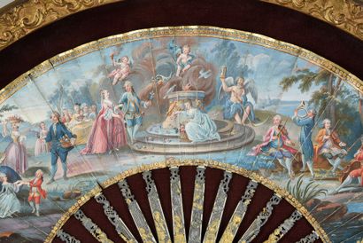 null The Happiness of Marriage, ca. 1780
Folded fan, the leaf painted with gouache...