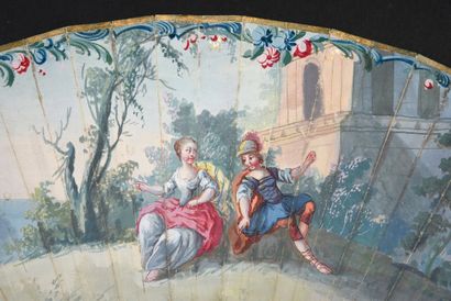 null Apollo protects the arts, circa 1750
Folded fan, the leaf made of skin, lined...