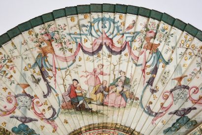 null Les amours champêtres, circa 1700
Large fan of broken type in bone painted with...